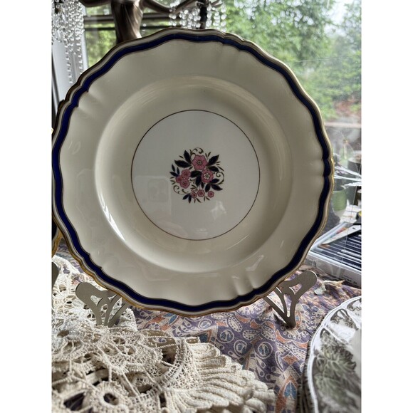 Set of 2 Antique Minton for Tiffany & Co Plates Gold Cobalt Bone China Numbered - Picture 7 of 16